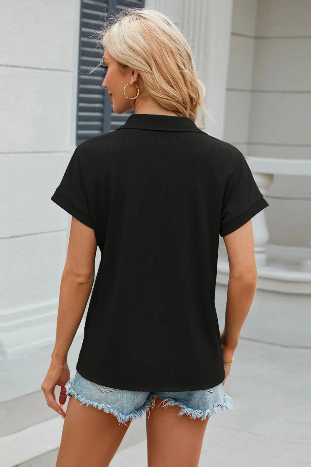 Collar Short Sleeve Blouse