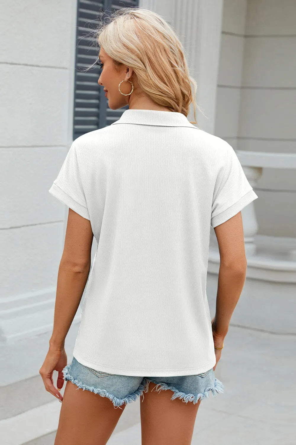 Collar Short Sleeve Blouse