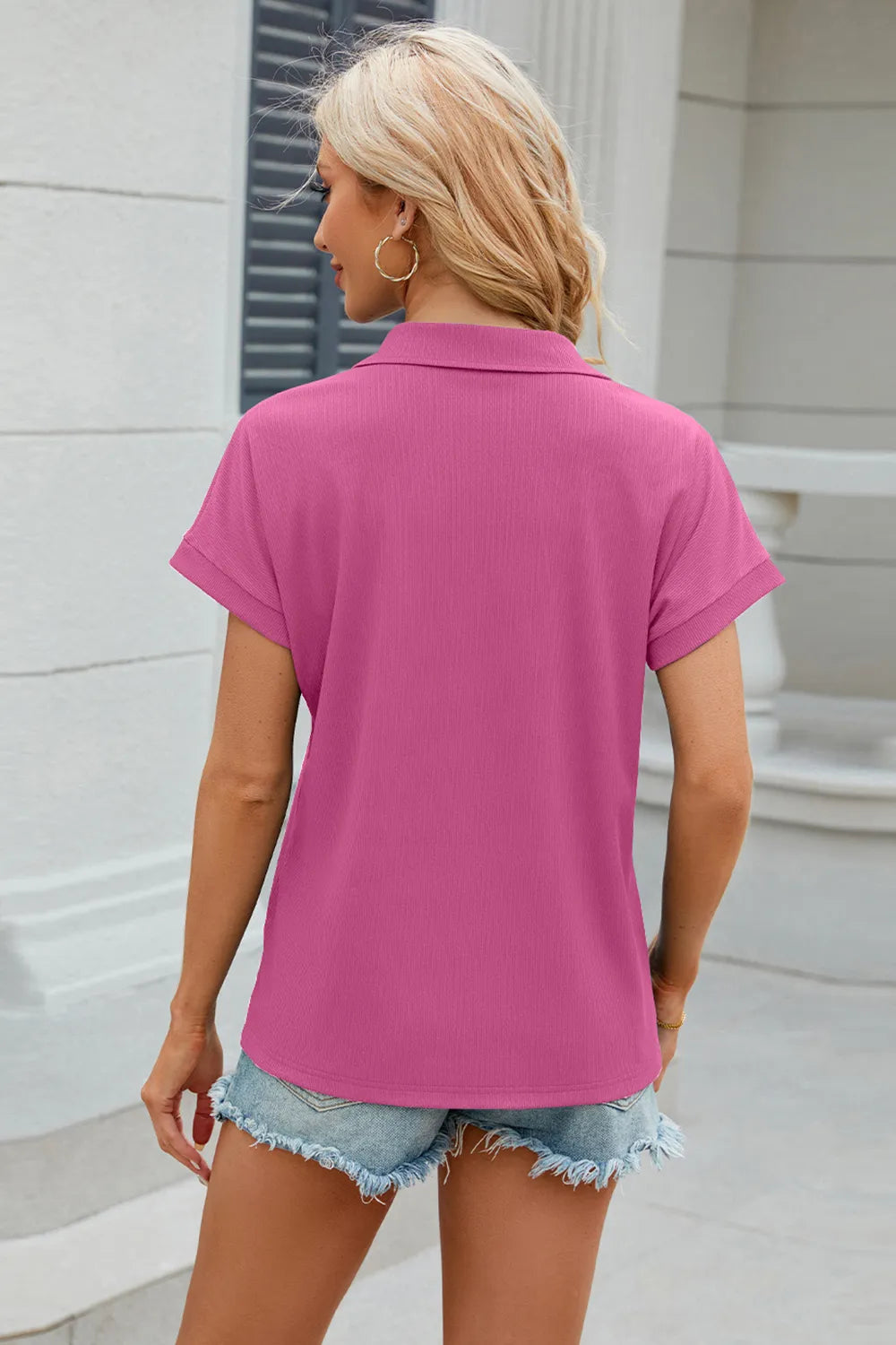 Collar Short Sleeve Blouse